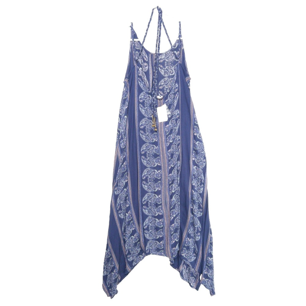 En‎ Creme Paisley Crossback Tassel Hippie Boho Sharkbite Maxi Dress Womens M NWT